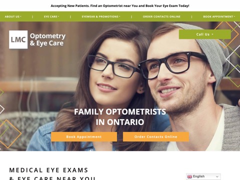 Screenshot of the LMC Optometry Barrie website
