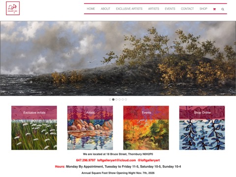 Screenshot of the LOFT GALLERY INC. website