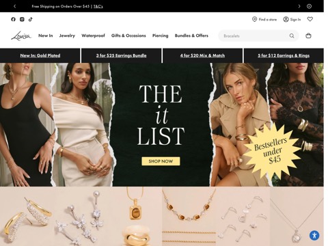Screenshot of the Lovisa homepage, www.lovisa.com, captured 2026-08-19, shown as the evidence for this review