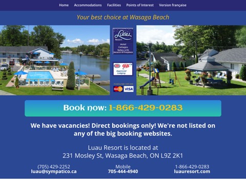 Screenshot of the Luau Resort website