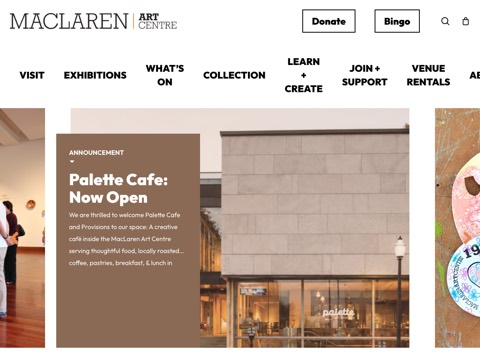 Screenshot of the MacLaren Art Centre website