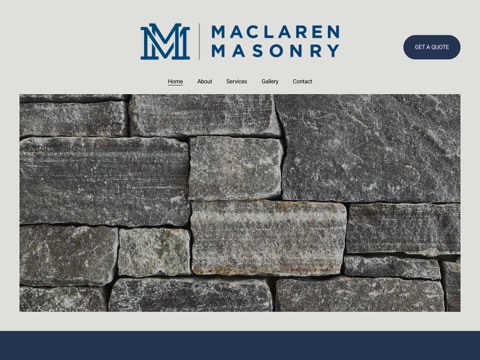 Screenshot of the Maclaren Masonry homepage, www.maclarenmasonry.ca, captured 2026-08-13, shown as the evidence for this review