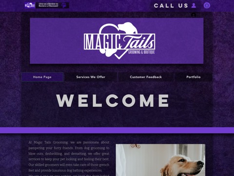 Screenshot of the Magic Tails Grooming website