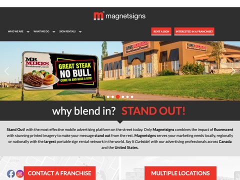 Screenshot of the Magnetsigns homepage, magnetsigns.com, captured 2026-08-19, shown as the evidence for this review