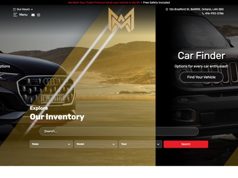 Screenshot of the MAM Auto Sales Inc homepage, mamautosales.ca, captured 2026-08-19, shown as the evidence for this review