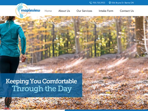 Screenshot of the Mapleview Foot Clinic homepage, www.mapleviewfootclinic.com, captured 2026-08-19, shown as the evidence for this review