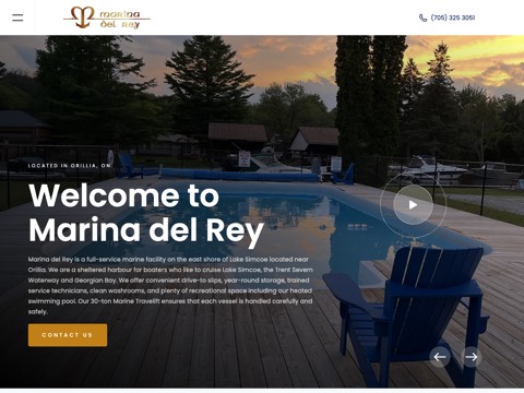 Screenshot of the Marina del Rey homepage, www.delreymarina.com, captured 2026-08-19, shown as the evidence for this review