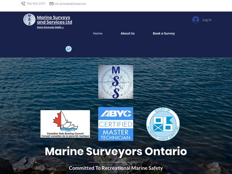 Screenshot of the Marine Surveys & Services Ltd. homepage, www.mssmarinesurveys.ca/?utm_source=google&utm_medium=wix_google_business_profile&utm_campaign=16148401782436695792, captured 2026-08-19, shown as the evidence for this review
