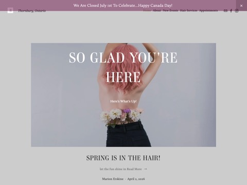 Screenshot of the Marion's Hair Studio website