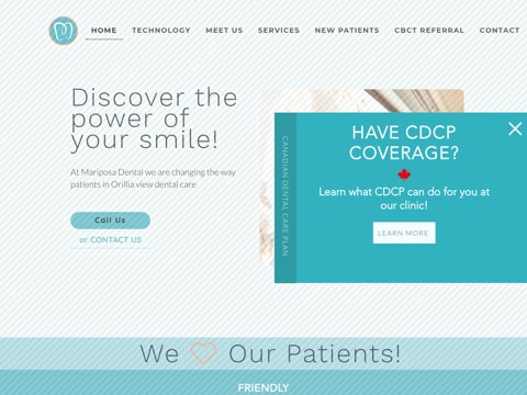 Screenshot of the Mariposa Dental website
