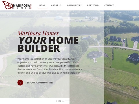 Screenshot of the Mariposa Homes Inc homepage, mariposahomes.ca, captured 2026-08-19, shown as the evidence for this review