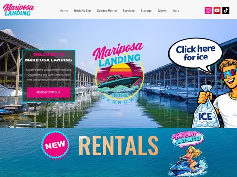 Screenshot of the Mariposa Landing homepage, www.mariposalanding.com, captured 2026-08-19, shown as the evidence for this review
