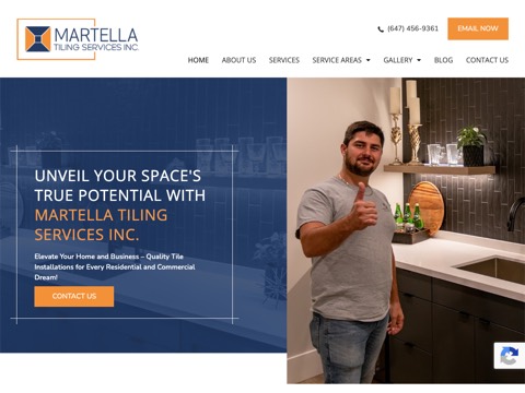 Screenshot of the Martella Tiling Services website