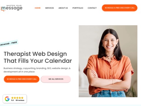 Screenshot of the Master Your Message homepage, masteryourmessage.ca, captured 2026-08-19, shown as the evidence for this review