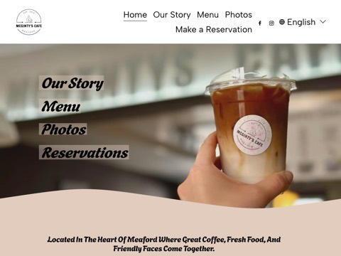 Screenshot of the McGinty’s Cafe website