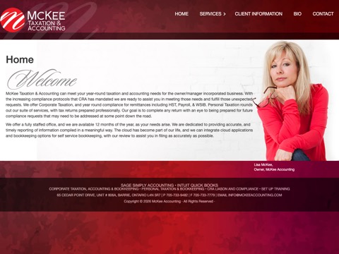 Screenshot of the McKee Taxation & Accounting homepage, mckeeaccounting.com, captured 2026-08-19, shown as the evidence for this review