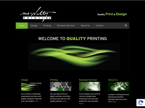 Screenshot of the McNulty Printing website
