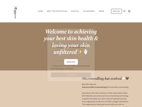 Screenshot of the Med Estie Shan - Custom facials & lash extensions website