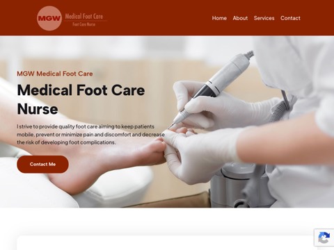 Screenshot of the MGW Medical Foot Care website