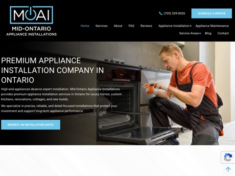 Screenshot of the Mid-Ontario Appliance Installations website