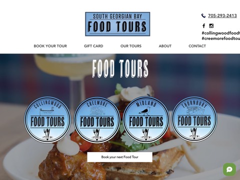 Screenshot of the Midland Food Tours website