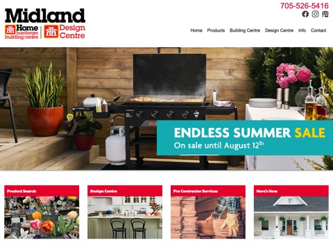 Screenshot of the Midland Home Hardware Design Centre website