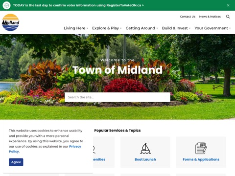 Screenshot of the Midland website