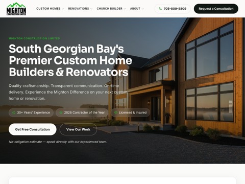 Screenshot of the Mighton Construction Limited website