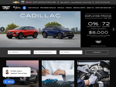 Screenshot of the Mike Jackson Cadillac homepage, www.mikejacksoncadillac.com, captured 2026-08-19, shown as the evidence for this review