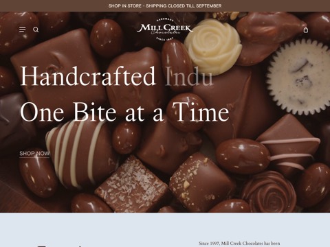 Screenshot of the Mill Creek Chocolates Owen Sound website