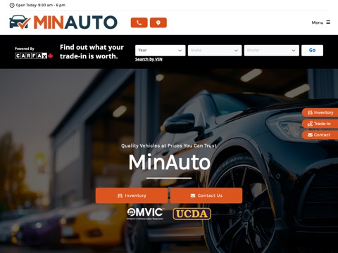 Screenshot of the MINAUTO homepage, minauto.ca, captured 2026-08-19, shown as the evidence for this review