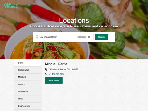 Screenshot of the Minh's Meaford website