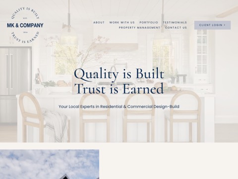 Screenshot of the MK & Company homepage, www.mkcompany.ca, captured 2026-08-19, shown as the evidence for this review
