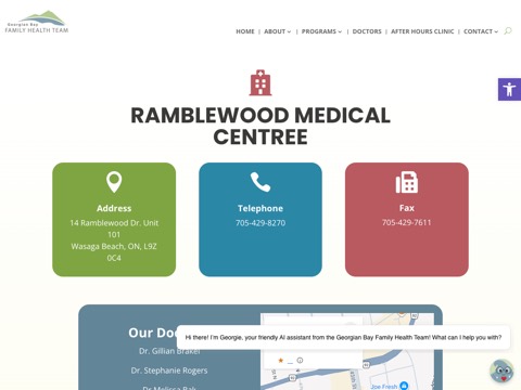 Screenshot of the Monte M Dr homepage, gbfht.ca/ramblewood-medical-centre, captured 2026-08-19, shown as the evidence for this review