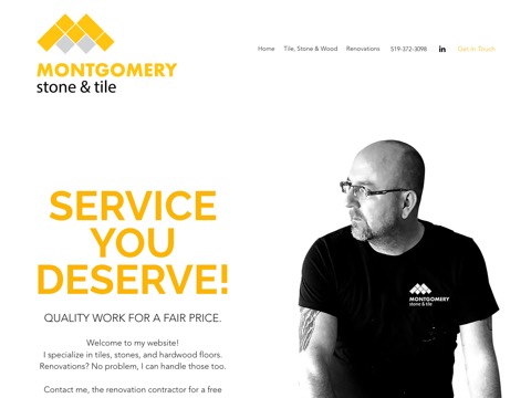 Screenshot of the Montgomery Stone & Tile, Meaford, ON website