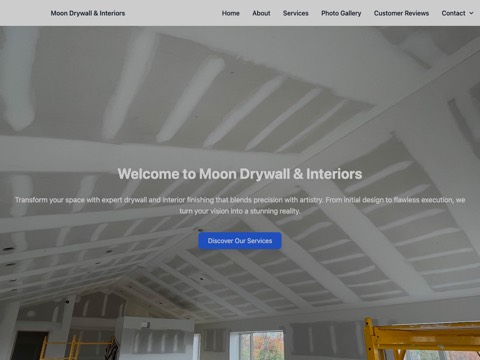 Screenshot of the Moon Drywall & Interiors website