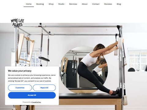Screenshot of the More Life Pilates website