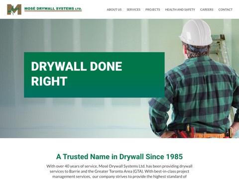 Screenshot of the Mose Drywall Systems Ltd website