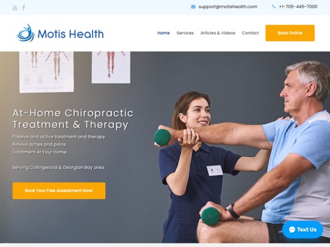 Screenshot of the Motis Health Inc. homepage, www.motishealth.com, captured 2026-08-19, shown as the evidence for this review