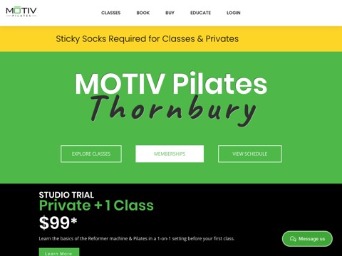 Screenshot of the Motiv Pilates - Thornbury website