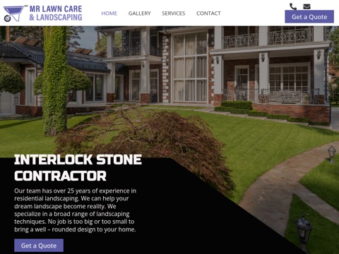 Screenshot of the MR Lawn Care and Landscaping homepage, mrlawncareandlandscaping.ca, captured 2026-08-19, shown as the evidence for this review