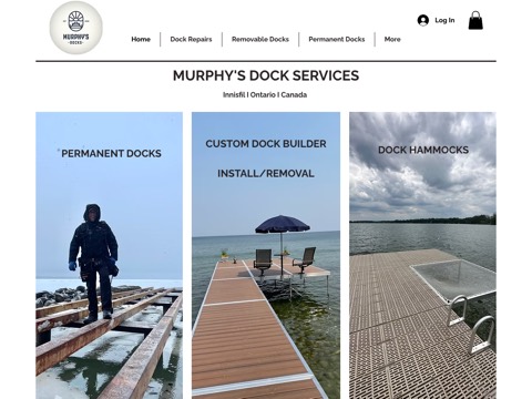Screenshot of the Murphy’s Dock Services homepage, www.murphysdocks.com, captured 2026-08-19, shown as the evidence for this review