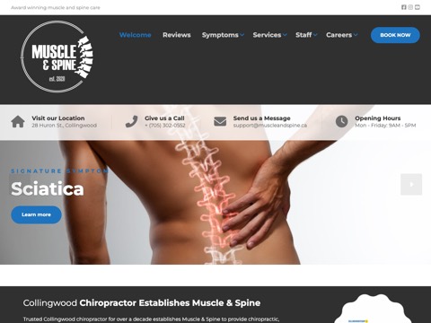 Screenshot of the Muscle & Spine website