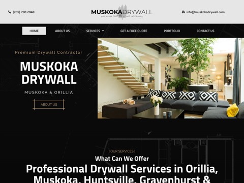 Screenshot of the Muskoka Drywall website