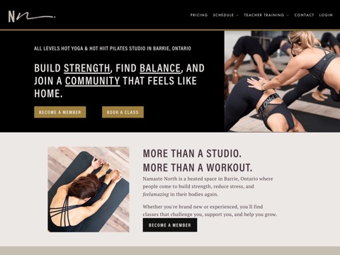 Screenshot of the Namaste North website