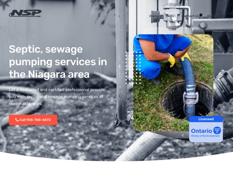 Screenshot of the Niagara Septic Pumping homepage, www.niagarasepticpumping.ca, captured 2026-08-13, shown as the evidence for this review