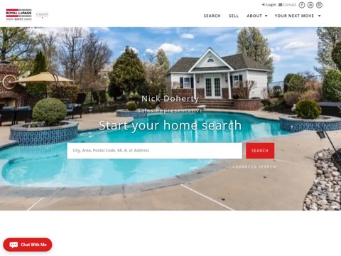 Screenshot of the Nick Doherty - Orillia Realtor - Royal Lepage Quest Brokerage homepage, nickdoherty.royallepage.ca, captured 2026-08-13, shown as the evidence for this review
