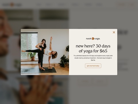 Screenshot of the Nook Yoga website