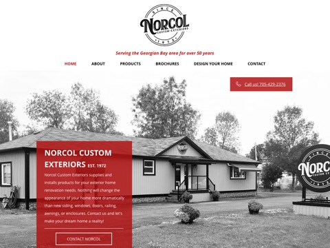 Screenshot of the Norcol Custom Exteriors website