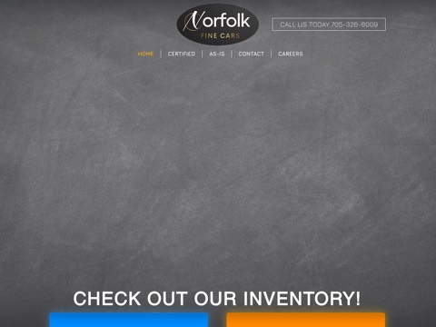 Screenshot of the Norfolk Fine Cars homepage, www.norfolkfinecars.com, captured 2026-08-19, shown as the evidence for this review